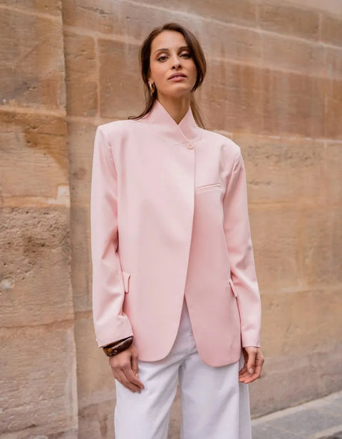 Timeless Structured Jacket with Fold-Down Officer Collar