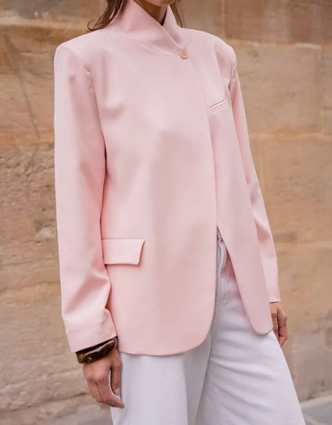 Timeless Structured Jacket with Fold-Down Officer Collar