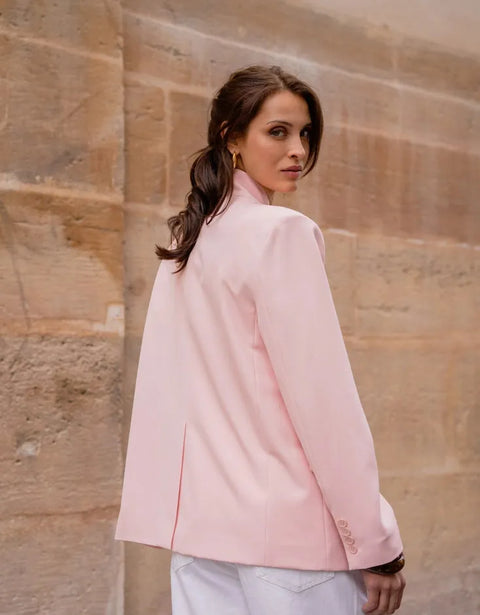 Timeless Structured Jacket with Fold-Down Officer Collar