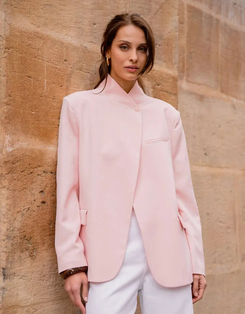 Timeless Structured Jacket with Fold-Down Officer Collar