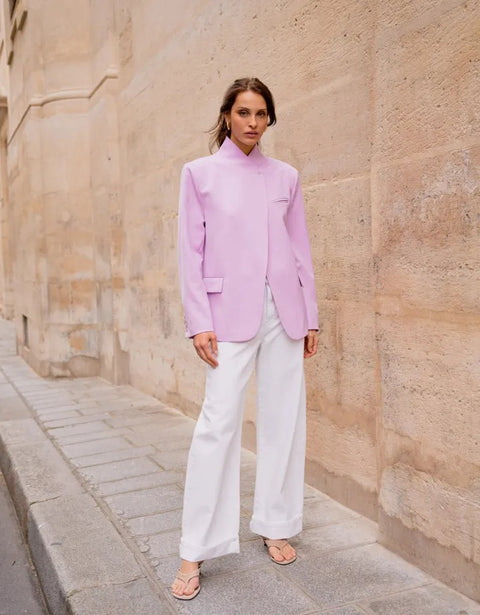 Timeless Structured Jacket with Fold-Down Officer Collar