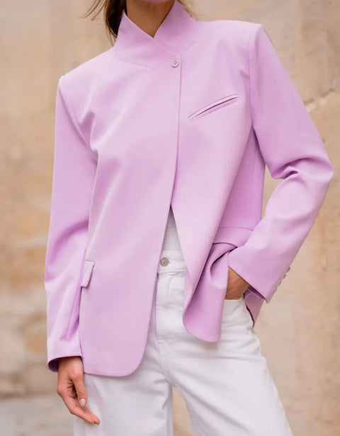 Timeless Structured Jacket with Fold-Down Officer Collar
