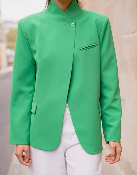 Timeless Structured Jacket with Fold-Down Officer Collar