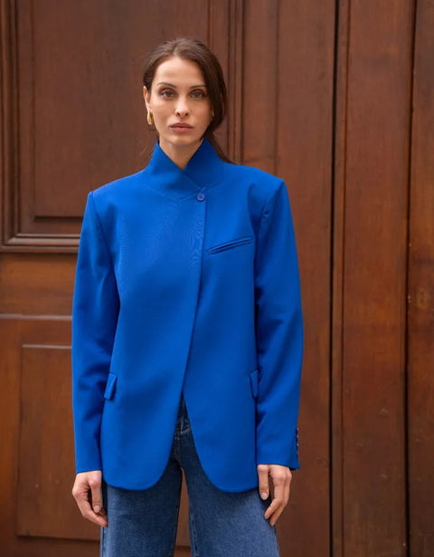 Timeless Structured Jacket with Fold-Down Officer Collar