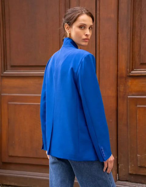 Timeless Structured Jacket with Fold-Down Officer Collar