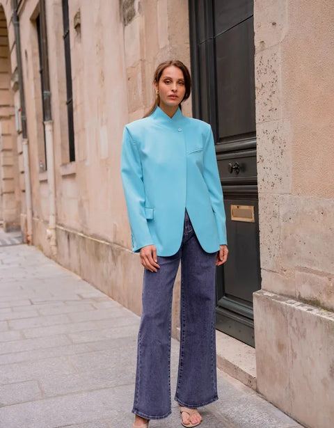 Timeless Structured Jacket with Fold-Down Officer Collar