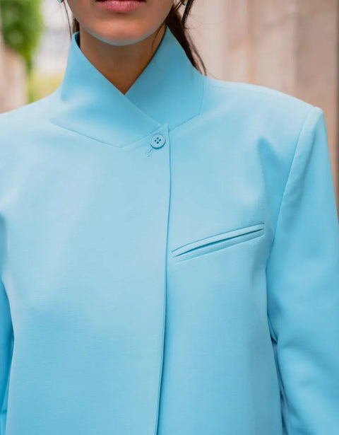 Timeless Structured Jacket with Fold-Down Officer Collar