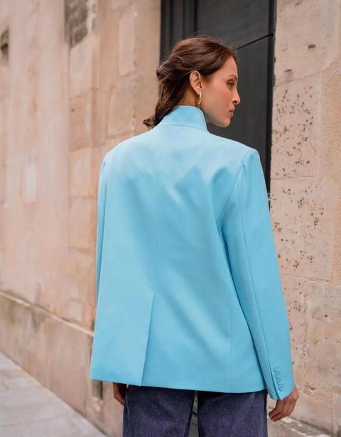 Timeless Structured Jacket with Fold-Down Officer Collar