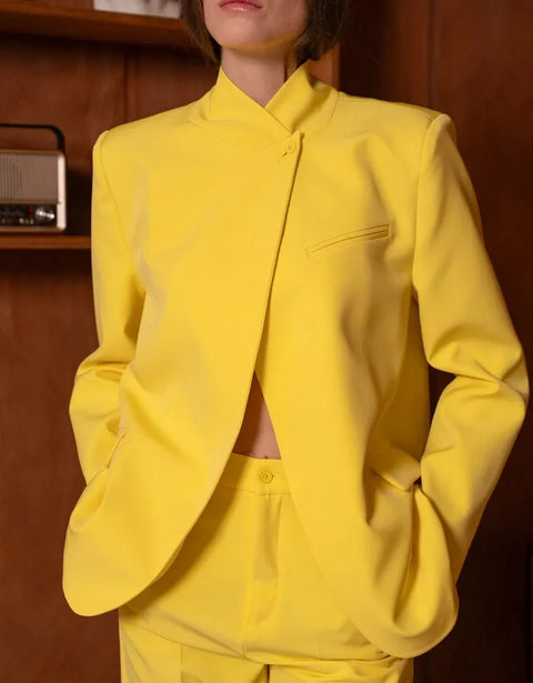 Timeless Structured Jacket with Fold-Down Officer Collar