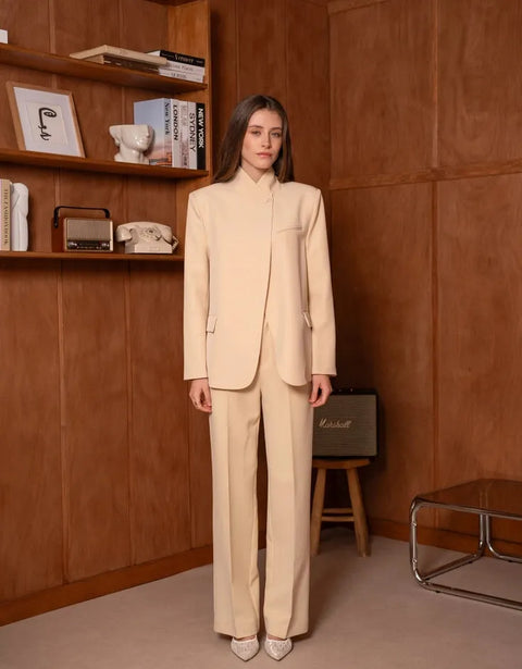 Timeless Structured Jacket with Fold-Down Officer Collar