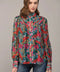 Tucked Yoke Detail Standing Collar Blouse