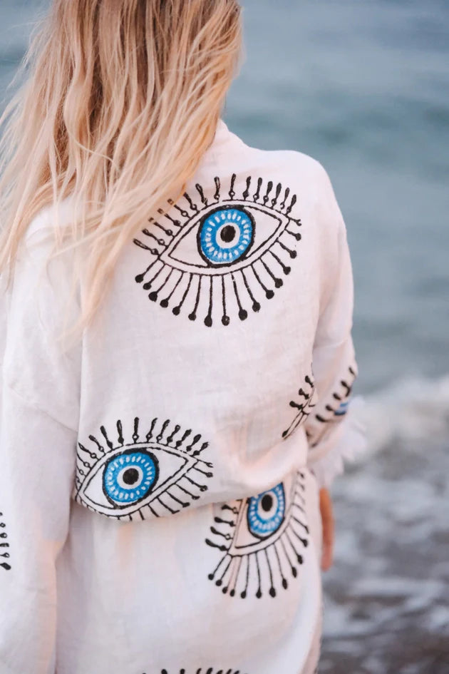 Turkish Evil Eye Short Kaftan Kimono