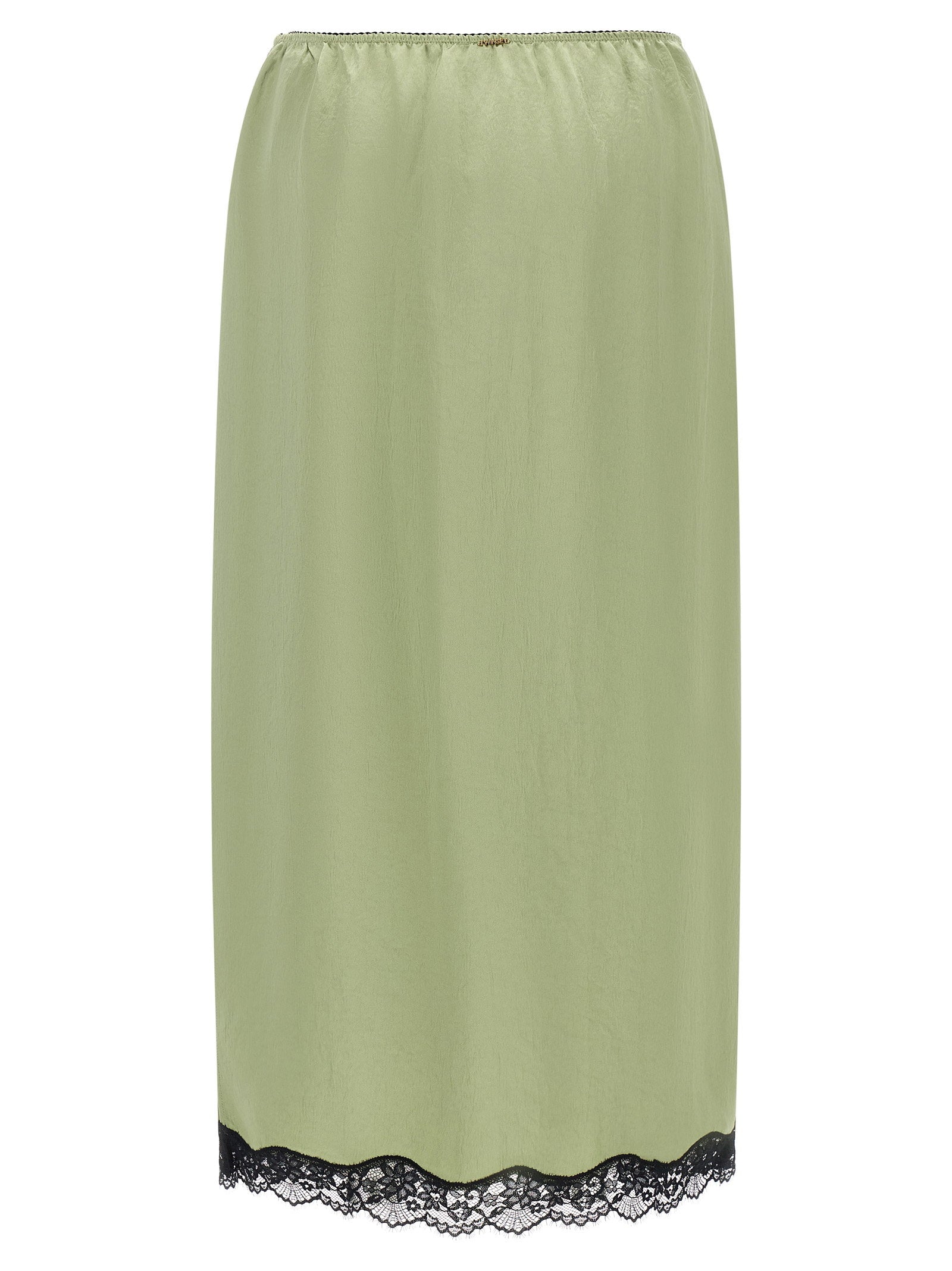 Twin Set Satin Froissé And Lace Skirt