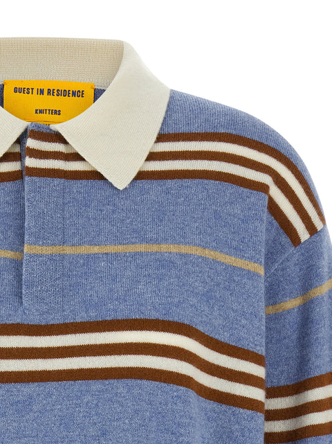 Guest In Residence Striped Rugby Polo Shirt