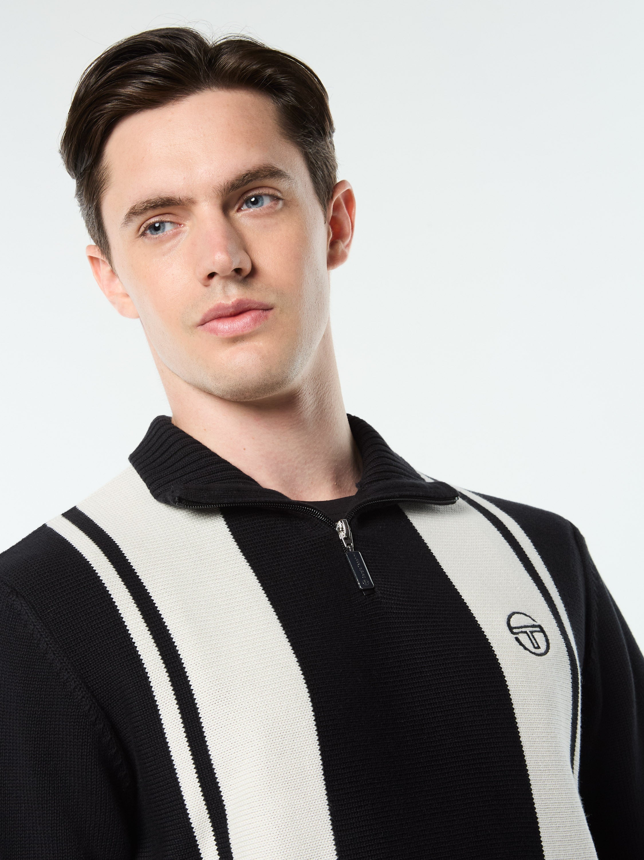 Young Line Knit Polo- Black/ Gardenia
