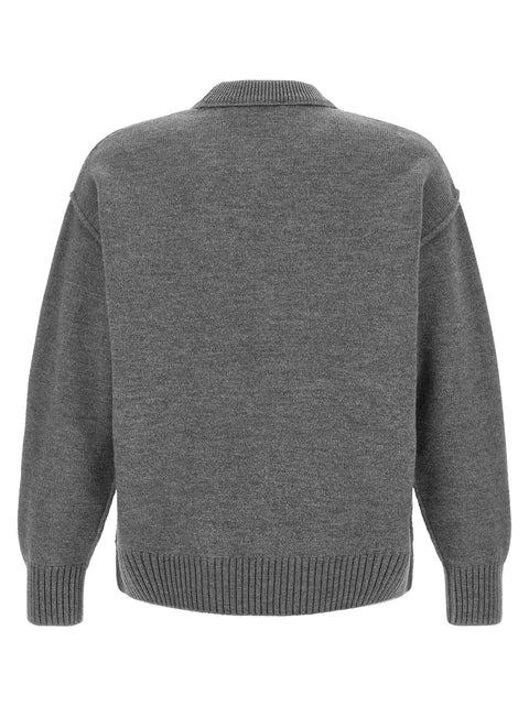 Ami Paris Grey Ami De Coeur Sweater