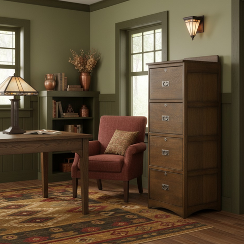 Pre-Order Mission Solid Oak 4 Drawer File Cabinet - Walnut