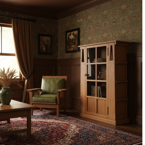 Pre-Order Mission 1 Door Bookcase with Side Shelves - MC
