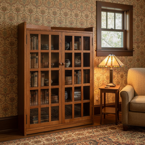 Mission Oak Corner Bookcase / Cabinet - Michael's Cherry