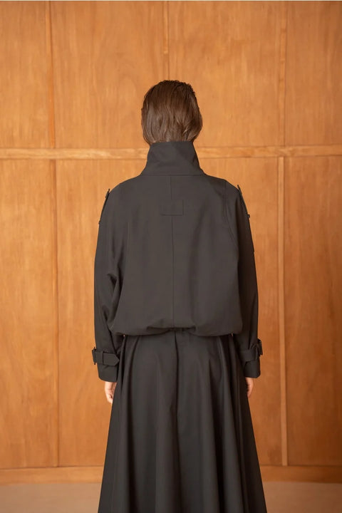 Urban Short Oversized Trench-Style Jacket with A Wrap Collar
