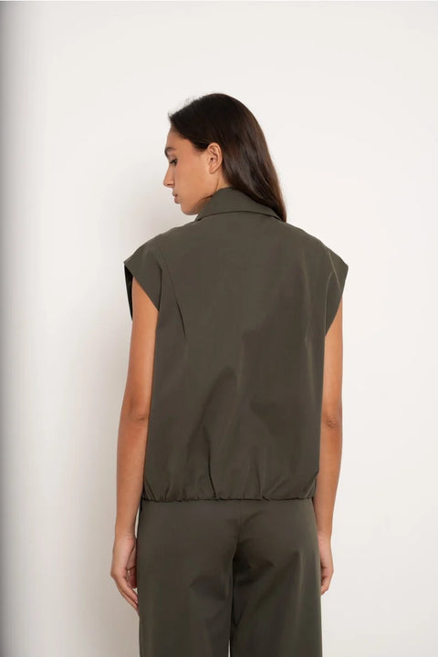 Urban Sleeveless Bomber Jacket with Lapel Collar