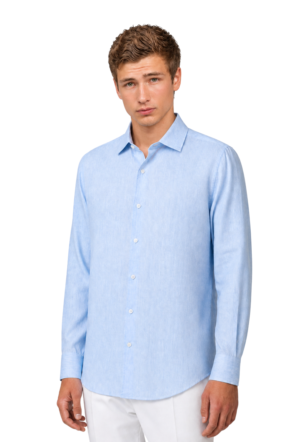 Airefinery Azure Linen Comfort Shirt - Light Blue