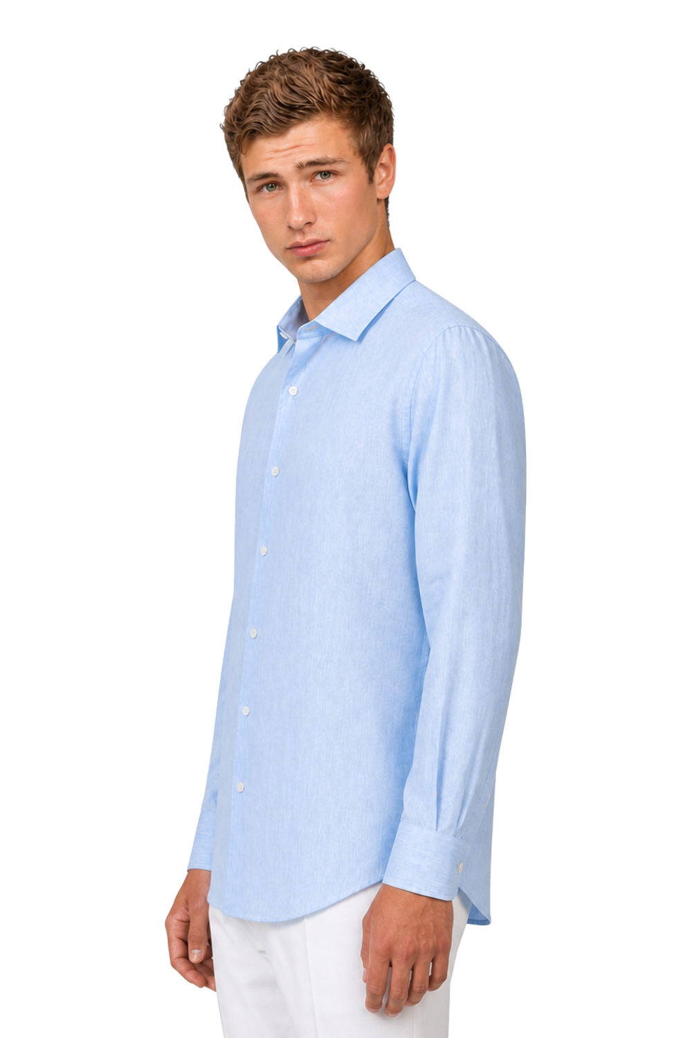 Airefinery Azure Linen Comfort Shirt - Light Blue