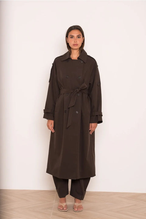 Utility Oversized Long Double-Breasted Trench