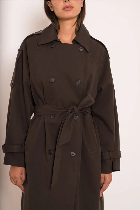 Utility Oversized Long Double-Breasted Trench