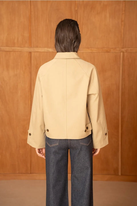 Utility Short Jacket with Lapels That Can Be Turned Up Into A Stand-Up Collar