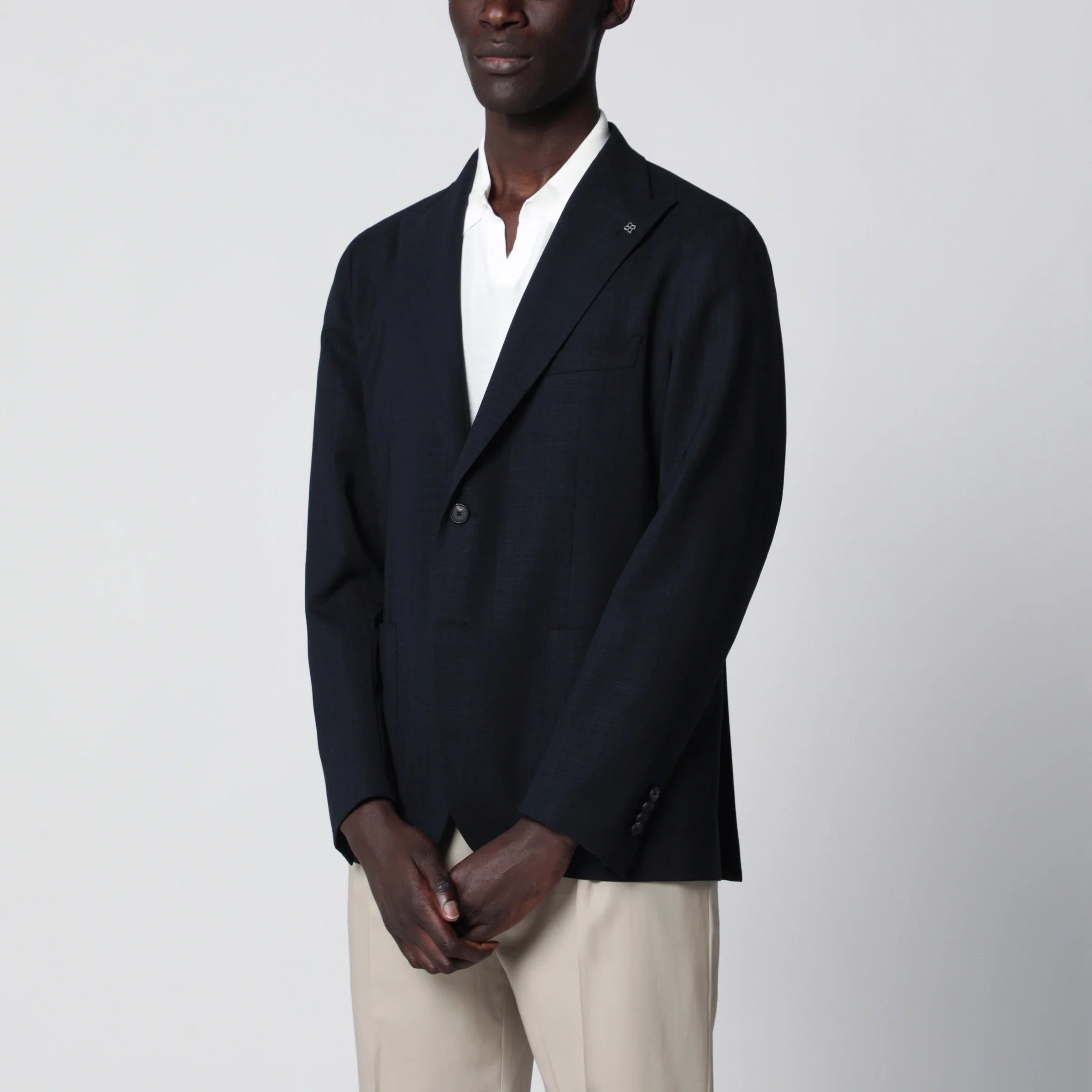 Virgin Wool Navy Blue Jacket for Comfort