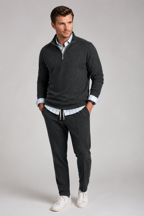 Voey Quarter Zip Sweatshirt - Charcoal Gray
