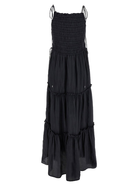 Ganni Black Smock Tie Dress