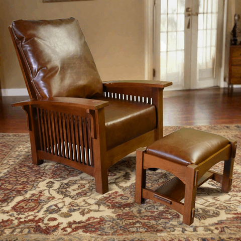 Pre-Order Craftsman / Mission Morris Arm Chair and Ottoman Set - Chestnut