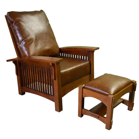 Pre-Order Craftsman / Mission Morris Arm Chair and Ottoman Set - Chestnut