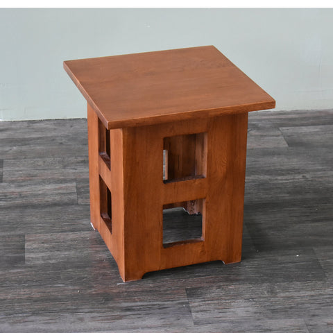 Mission Solid Oak Square End Table with Cut Outs - Michael's Cherry (MC1)