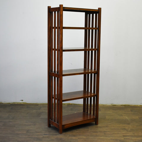 Pre-Order. Mission Spindle Side 5 Shelf Bookcase - Walnut (W1)