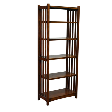 Pre-Order. Mission Spindle Side 5 Shelf Bookcase - Walnut (W1)