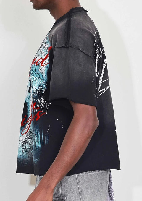 Warning Not So Quiet Howling Wolf Cropped Tee