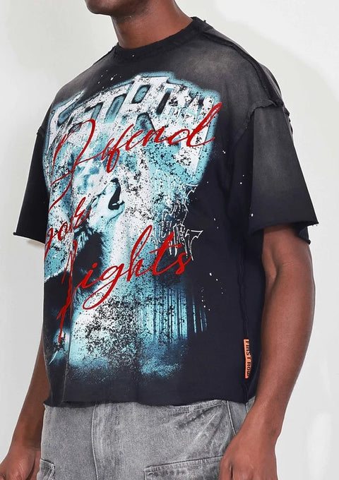 Warning Not So Quiet Howling Wolf Cropped Tee
