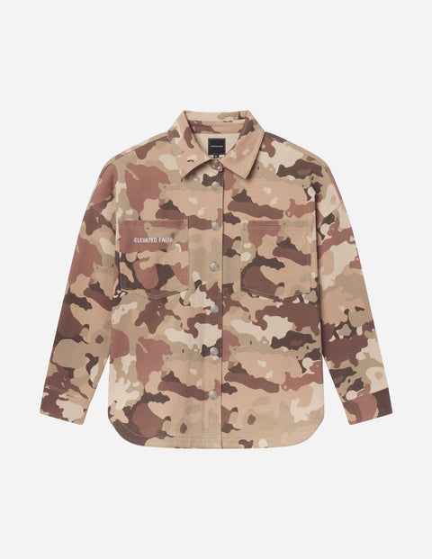 What a Friend in Jesus Camo Shacket