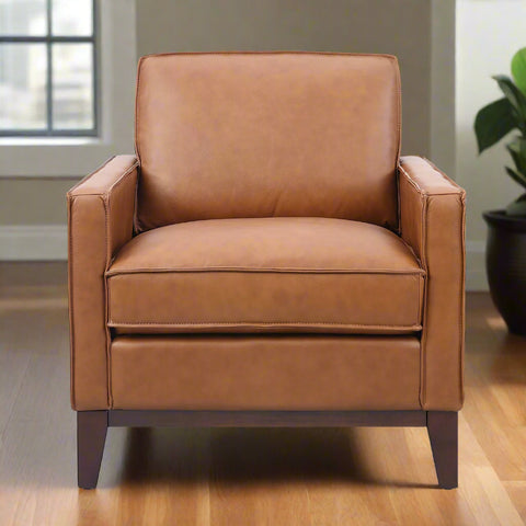 Samhara Top Grain Leather Armchair - Chestnut