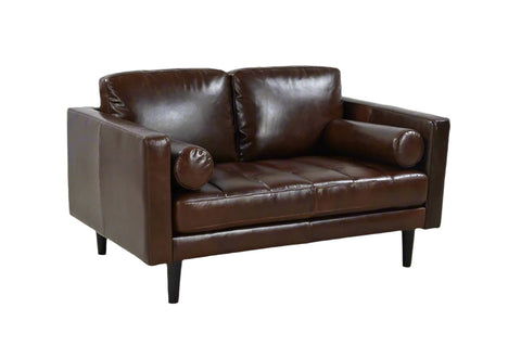 Philippe Top Grain Leather Love Seat - Chocolate Brown