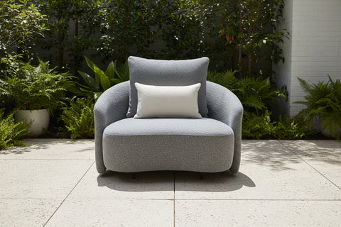 Serene Outdoor Modern Armchair Grey Bouclé - Gray Fabric