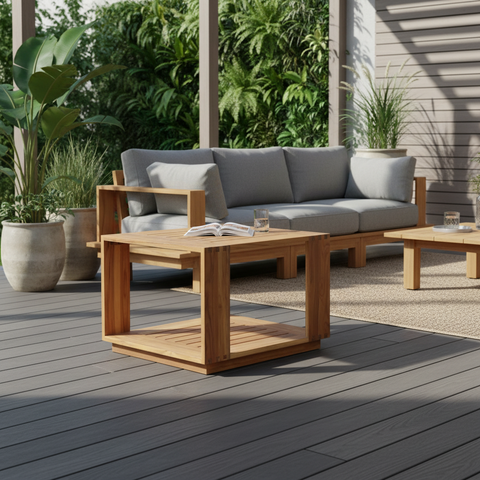 Imperial Grove Solid Teak Wood Outdoor End Table Stylish