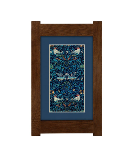 Arts & Crafts Mission Oak Framed Art with Intricate Birds in Bloom