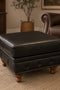 Chesterfield Leather Ottoman - Slate