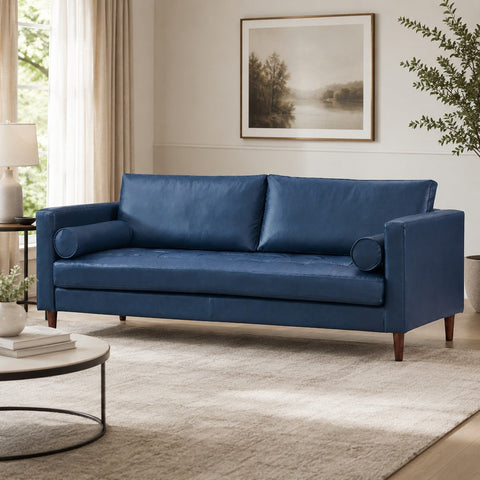 Alessandra Modern Contemporary Eco Leather Sofa - Blue