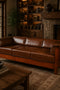 Mission / Craftsman Cubic Slat Side Sofa - Chestnut Brown Leather
