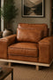 Wainscot Top Grain Leather Arm Chair - Light Chestnut